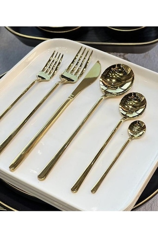 Arow Milano Lüx 36 Parça Gold Çatal Kaşık Bıçak Takımı DC.TR-3701-G