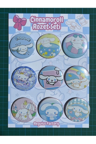 Cinnamoroll Karakterleri Rozet Seti 9 Adet 44mm