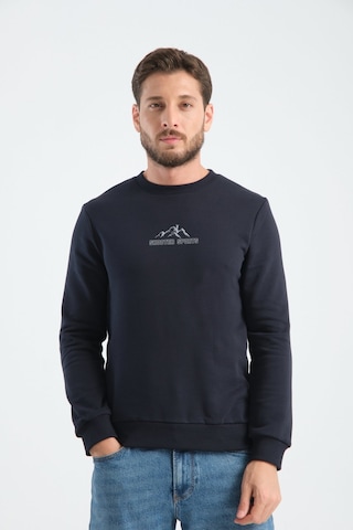 Shooter Sportwear Ribey Tekstil İth.ihr.san.tic.ltd.şti Erkek Üç İplik Sweatshirt Şardonsuz Pamuklu Regular Fit Bisiklet Yaka Spor Sweat Lacivert