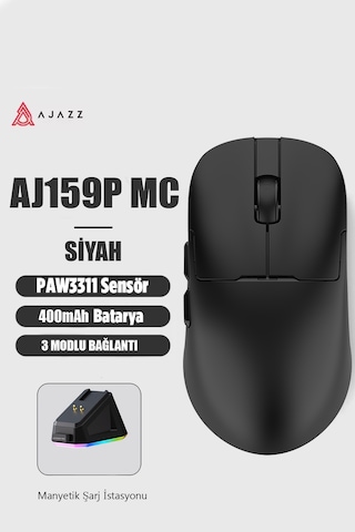 Aj159p Mc 3 Modlu 1000hz 12.000 Dpı Manyetik Şarj İstasyonlu Paw 3311 Optik Sensör Gaming Mouse Diğer
