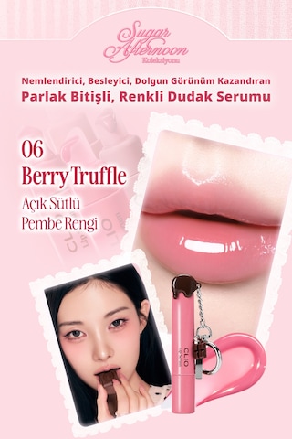 Dolgun Görünüm Kazandıran, Parlak, Besleyici, Renkli Dudak Serumu Clıo Glaze Lip Serum 06 Berry Truffle
