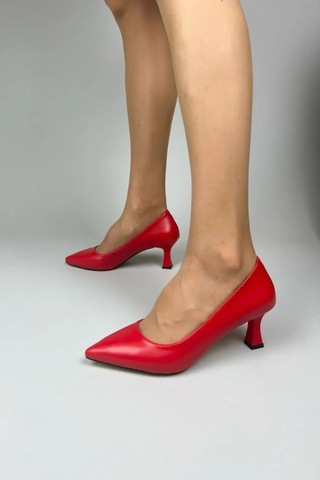 Preshley Kadın Sity Kırmızı Cilt 6 Cm İnce Topuklu Stiletto