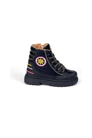 Kız Çocuk Siyah İçi Kürklü Termo Taban Suya Soğuğa Dayanıklı Günlük Rahat Bot Siyah