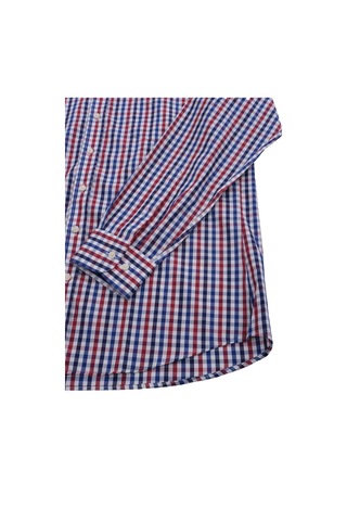 Giant Erkek Uzun Kol Kareli Gömlek - Minimalist Stil Bordo