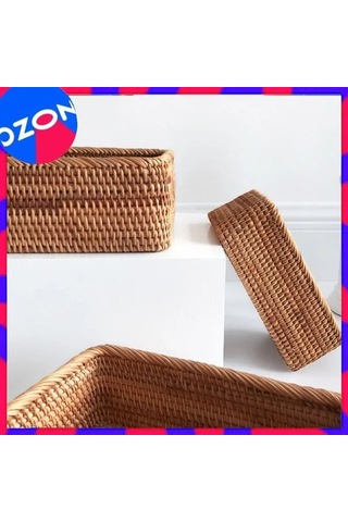 Qingmipy El Örgüsü Vintage Sepet - 20x14 Cm - Çay, Kuruyemiş Ve Takılar İçin Şık Depolama Kahverengi