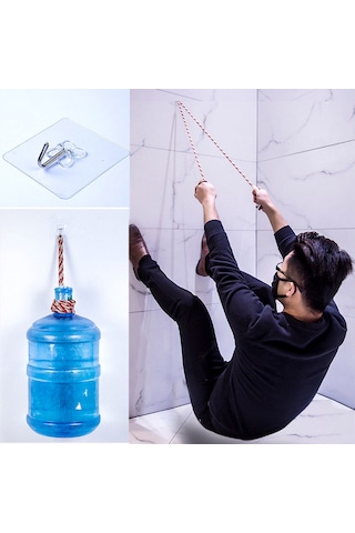 Kendinden Yapışkanlı Güçlü Askı Suya Dayanıklı 3 Adet Kancalı Şe