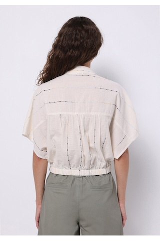 Colin's Colins Regular Fit Shirt Neck Nakışlı Kadın Ekru Kısa Kol Gömlek Cl1074253 Q1.v1 Ecr Ekru
