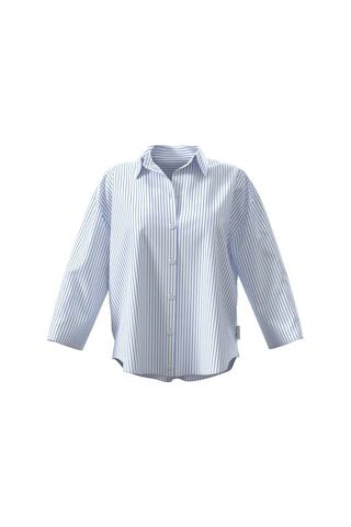 Calvin Klein Kadın Relaxed Poplin Mavi Kısa Gömlek-13382 Mavi