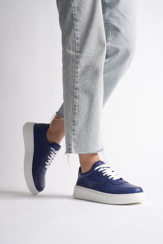 Analin Shoes Kadın Hakiki Deri Sneaker Bağcıklı Spor Ayakkabı Lacivert