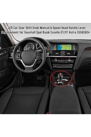 Lemestar Opel Astra İçin Led Işıklı 6 Vites Vites Topuzu - Siyah Kırmızı Işık Siyah