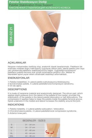Neopren Patellar Stabilizasyon Dizliği Diz Kapağı Kayması İçin Orx -dz21
