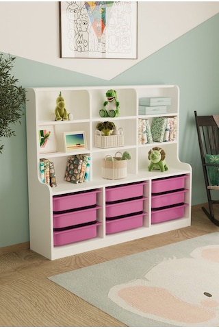 Sinous 9 Sepetli Çok Amaçlı Oyuncak Dolabı Pembe Diğer