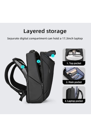 Mark Ryden Compacto Pro Çift Bölmeli Laptop Sırt Çantası Mr9031y Sj07 Gri Siyah