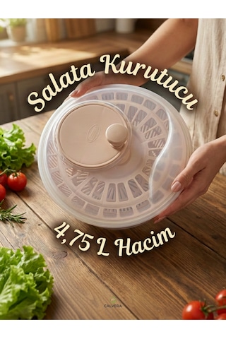 Salata Ve Sebze Kurutucu 4,75 Litre Salata Kurutucu Şeffaf