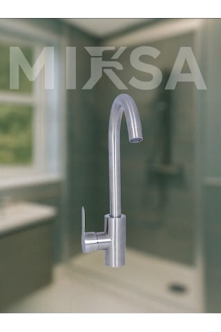 İnox Delta Gri Mat Mutfak Eviye Musluğu Bataryası Krom