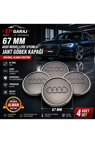 Audi Modellere Uyumlu 67 Mm Jant Göbek Kapağı 4 Adet Set Orijinal Alman Üretimi