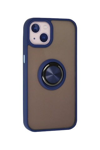 Newface Apple iPhone Uyumlu 13 Kılıf Montreal Yüzüklü Silikon Kapak Glblseme - 66 - Lacivert