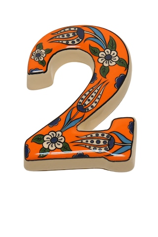 Seramik Kapı Adres Numaraları (0-9) Turuncu Lale Desen