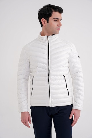 Slim Fit Hakim Yaka Yan Cepli Kaz Tüyü Beyaz Şişme Mont Mt 176 Beyaz
