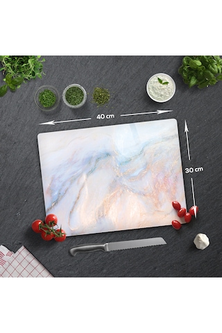 Cam Kesme Tahtası Supreme Mermer Görünümlü 30cm X 40cm