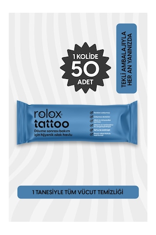 Rolox Tattoo - 50 Paket - Dövme Sonrası Bakım Için Hijyenik Islak Havlu