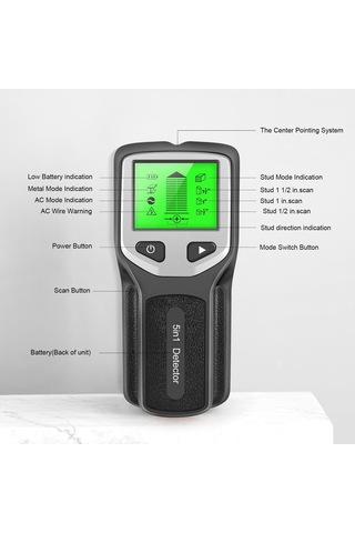 Siyah Hlw330 5 İn 1 Saplama Dedektörü Duvar Tarayıcı Dijital El Profesyonel Çok Fonksiyonlu Duvar Dedektörü