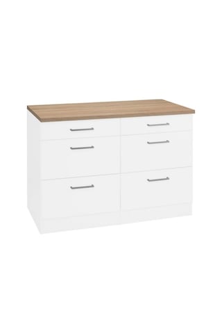 Ares Mutfak 6 Çekmeceli Alt Modül 120 Cm Beyaz Tezgah Dahil