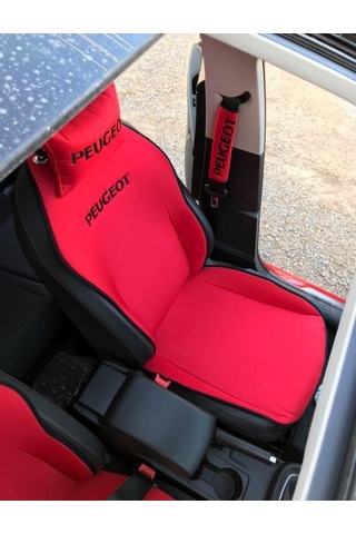 Peugeot Nakışlı Ön İkili Oto Koltuk Minderi 2 Adet Boyun Yastığı