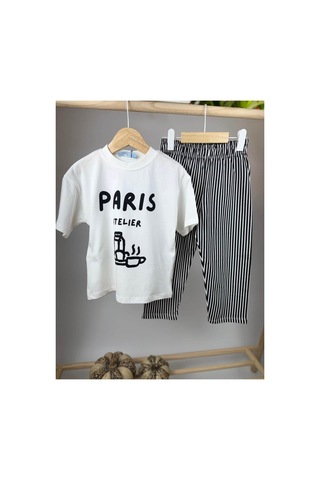 Poala Kids Unisex Paris Atelier Takım Siyah - Beyaz