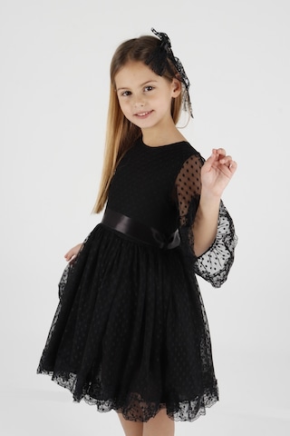 Ahengim Kız Çocuk Tokalı Ve Tül Dantel Günlük Trend Elbise Ak2209 001