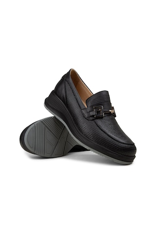 Deery Kadın Hakiki Deri Siyah Dolgu Topuk Loafer - N0277zsyhc01