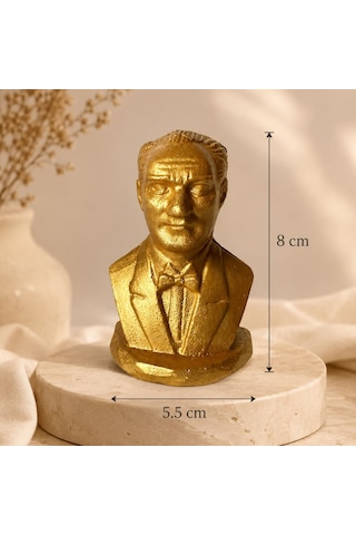 Bk Gift Gold Renk Lider Büstü 8 Cm Dekoratif Masa Üstü Heykel Biblo