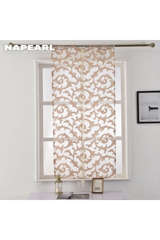 Krem 1 Pc Napearl Avrupa Tarzı Moda Çiçek Pencere Ev Mutfak Jakarlı Kumaş Tül Perde 1pc W80cm X L220cm Krem