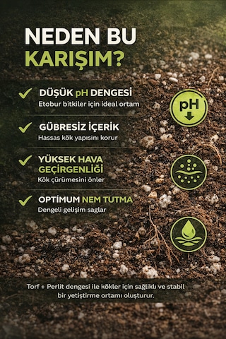 Etobur Bitki Toprağı 5 Litre Düşük Ph Torf Perlit Karışımı Gübre İçermez, Profesyonel Substrat