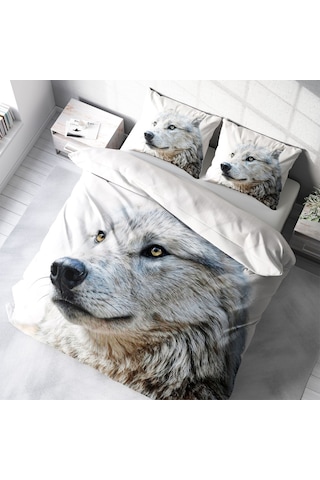Monohome Wolf 3D Pamuk Saten Çift Kişilik Nevresim Takımı