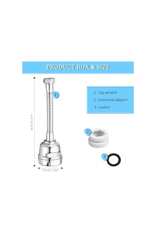 Whipwell Havalandırıcı Mutfak Musluğu 3 Modlu Su Çıkışı Uzatma Gümüş