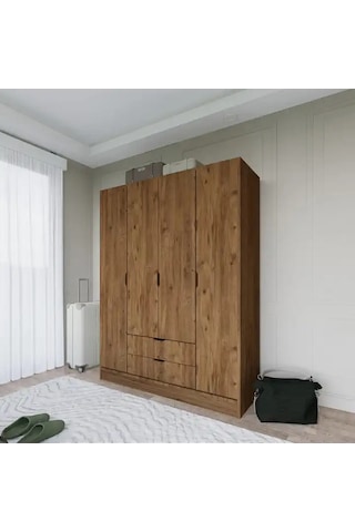 Atlas 4 Kapılı 2 Çekmeceli Gardırop Atlantik Çam