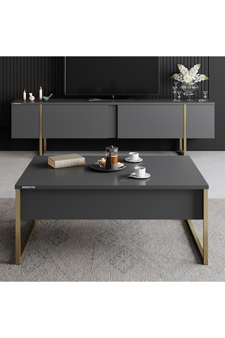 Luxe Gold Demir Ayaklı Antrasit Orta Sehpa Antrasit - Gold