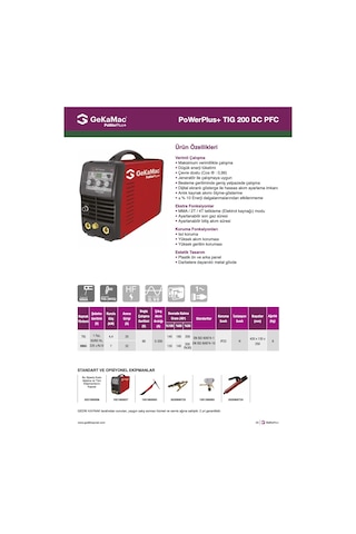 Gekamac Plus Tıg 200 Dc Pfc Tig/argon Kaynak Makinesi