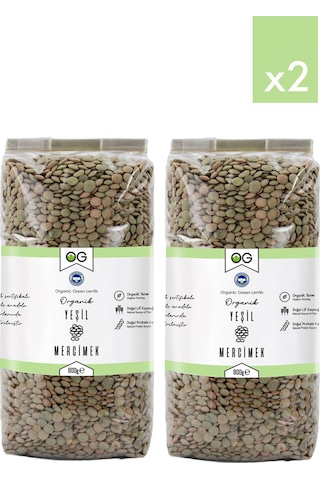 2 Li Organik Yeşil Mercimek 800 Gr