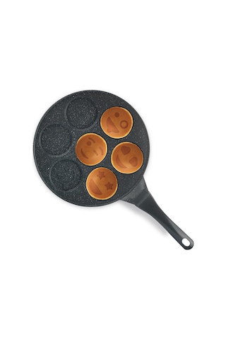 ThermoAd Granit Döküm Pankek Tavası Emojili Kalıp 28 CM
