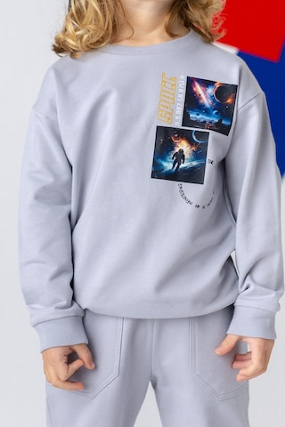Zeyland Uzay Baskılı Basic Erkek Çocuk Sweatshirt - Gri