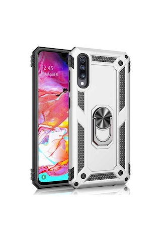 Kilifone - Huawei P Smart Pro 2019 Uyumlu Kılıf Koruyucu Yüzüklü Çift Katman Vega Kapak - Mavi - T15219
