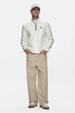 Ucla Gremıo Bej Polar Nakışlı Standard Fit Erkek Sweatshirt Bej
