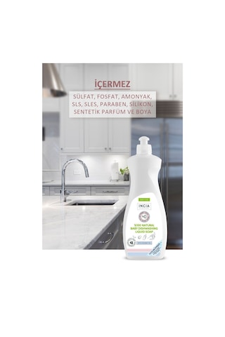 INCIA %100 Doğal Bebek Bulaşık Sabunu Bitkisel Emzik Biberon Temizleyici Vegan 500 ml