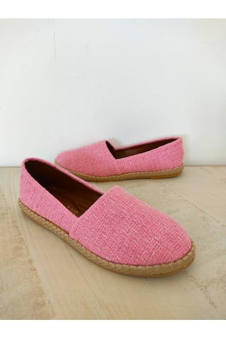 Keten Pembe Hasır Detaylı Kadın Espadril Pembe
