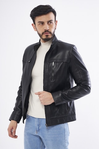 DERİNS DER134 Hakiki Deri Erkek Siyah Mont Siyah