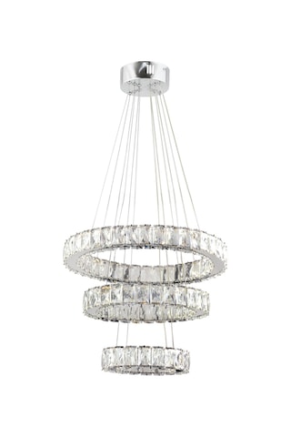 ZİLLA 3'LÜ MODERN SARKIT KRİSTAL TAŞLI LED AVİZE - 3 RENK KUMANDALI - ( Beyaz - Sarı - Gün Işığı )
