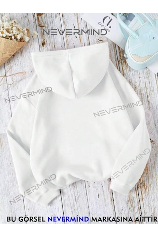 Nevermind Sevgili Çift Kombini Panda Baskılı Kapüşonlu Sweatshirt 2li Set T Beyaz