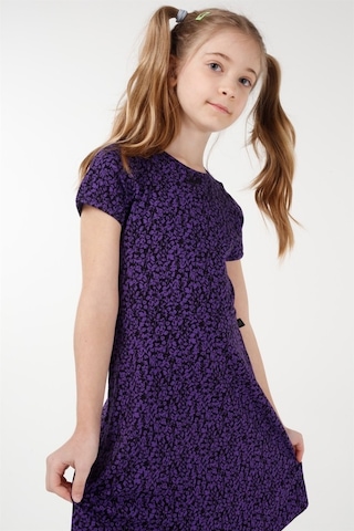 Brz Kids Metraj Baskılı Kısa Kollu Kız Çocuk Elbise Lila